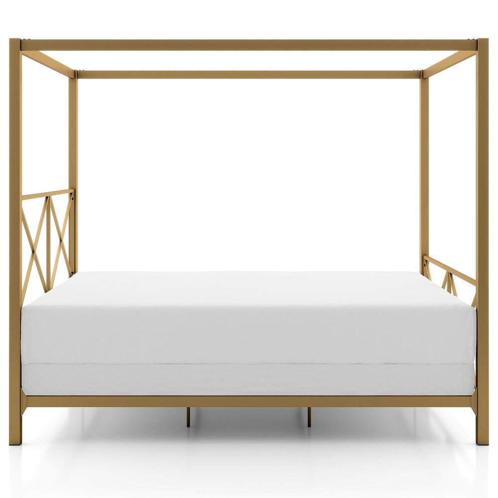 Furniture of America Rosadale Queen X-Cross Canopy Bed in Gold, , large