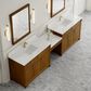 James Martin Vanities Bellshire 120" Dual Bathroom Vanity Set in Honey Oak with Single Hole 3 cm White Zeus Quartz Top and Rectangular Sinks, , large