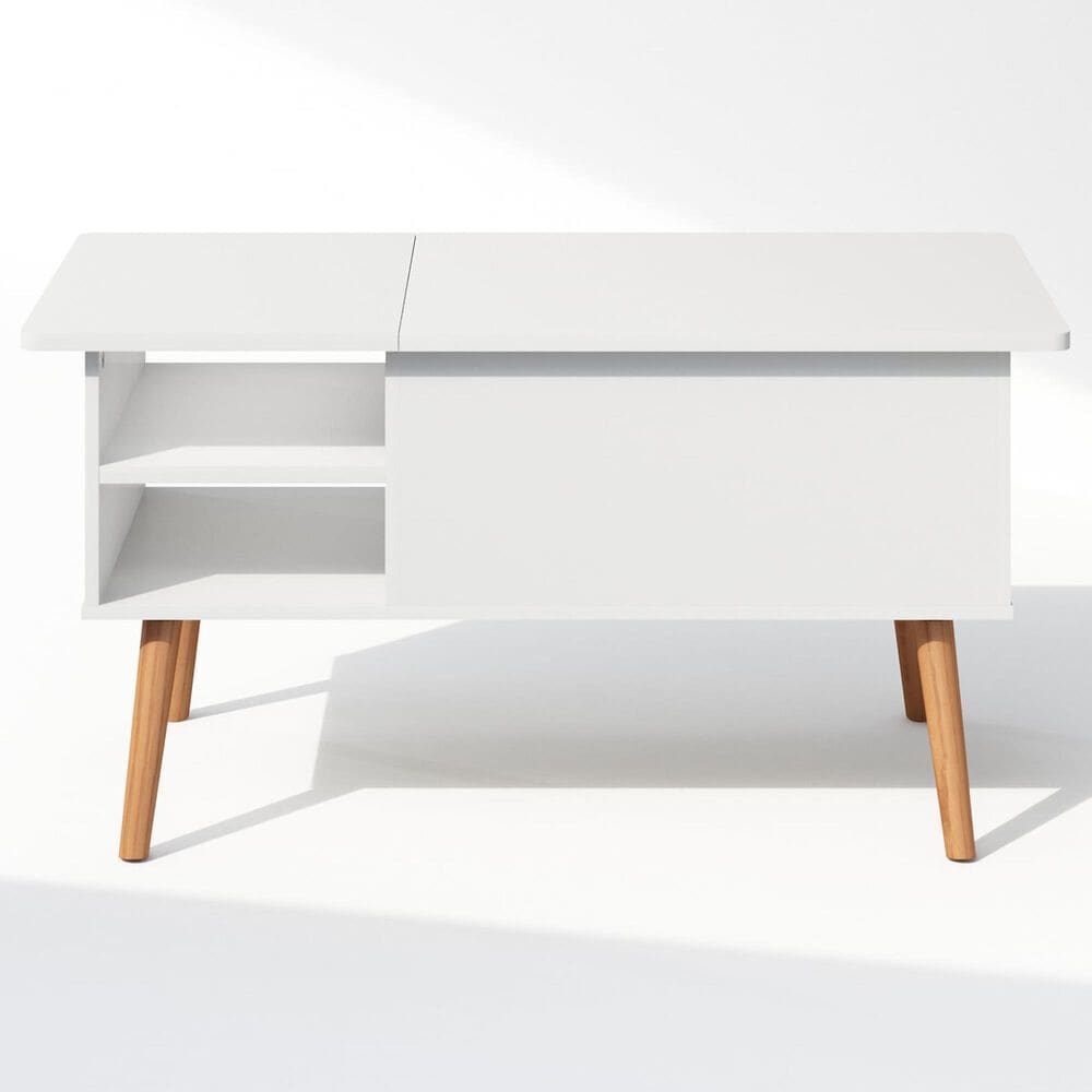 HOMLUX 2-Tier Lift Top Coffee Table in White, , large