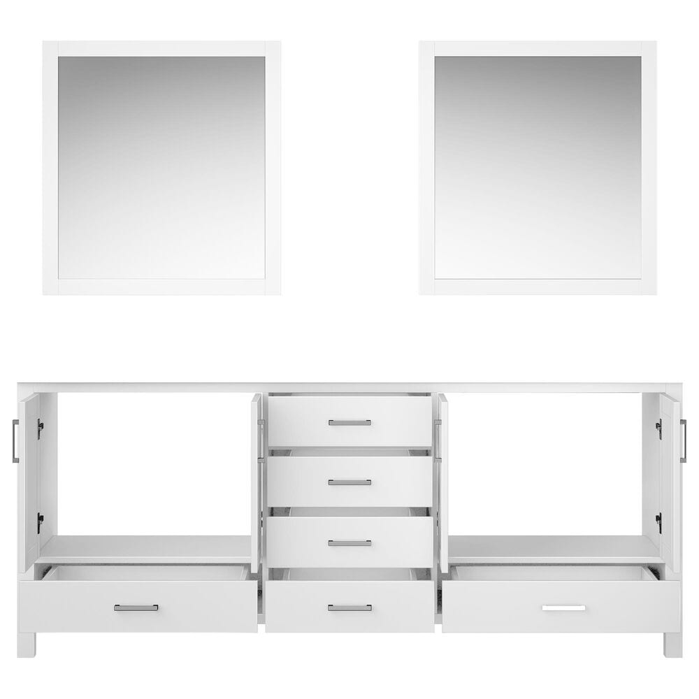 Lexora Home Jacques 80&quot; Double Bathroom Vanity Cabinet Only in White and 30&quot; Mirrors, , large