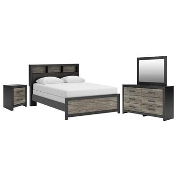 Ashley Broachmyn 4 Piece Queen Bookcase Bed Set in Black and Gray, , large