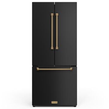 Thor Kitchen Gordon Ramsay 17.5 Cu. Ft. Counter Depth French Door Refrigerator with Bronze Handle Kit in Black, , large