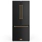 THOR KITCHEN Gordon Ramsay 17.5 Cu. Ft. Counter Depth French Door Refrigerator with Bronze Handle Kit in Black, , large