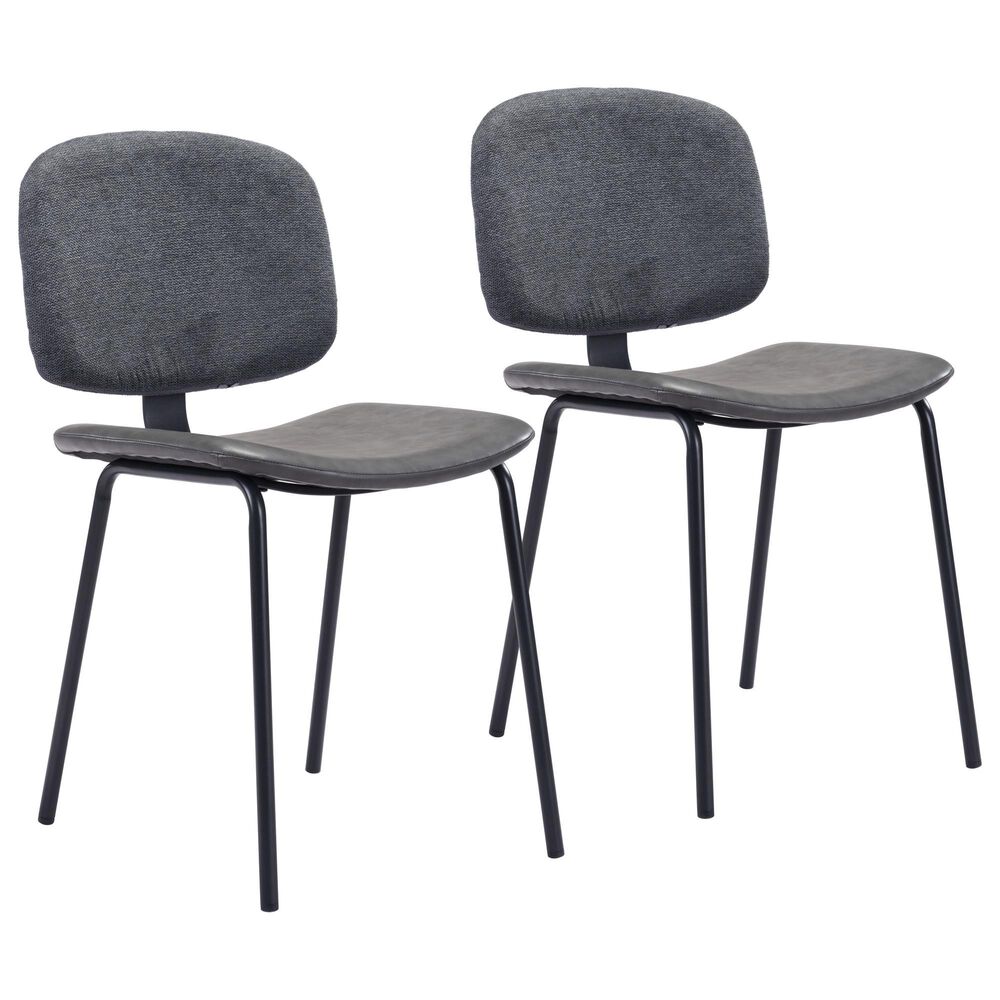 Zuo Modern Worcester Dining Chair in Gray/Black (Set of 2), , large