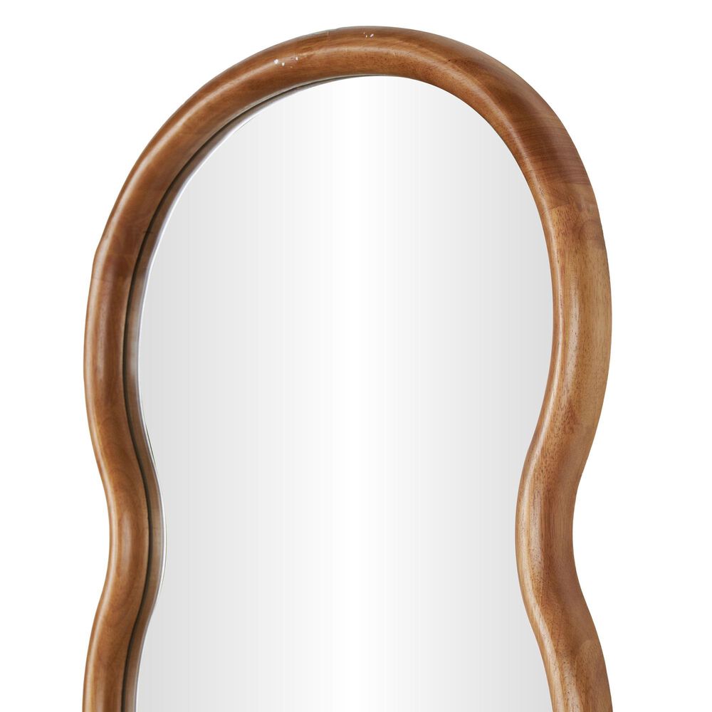 Maple and Jade 71&quot; Wood Abstract Wavy Wall Mirror in Brown, , large