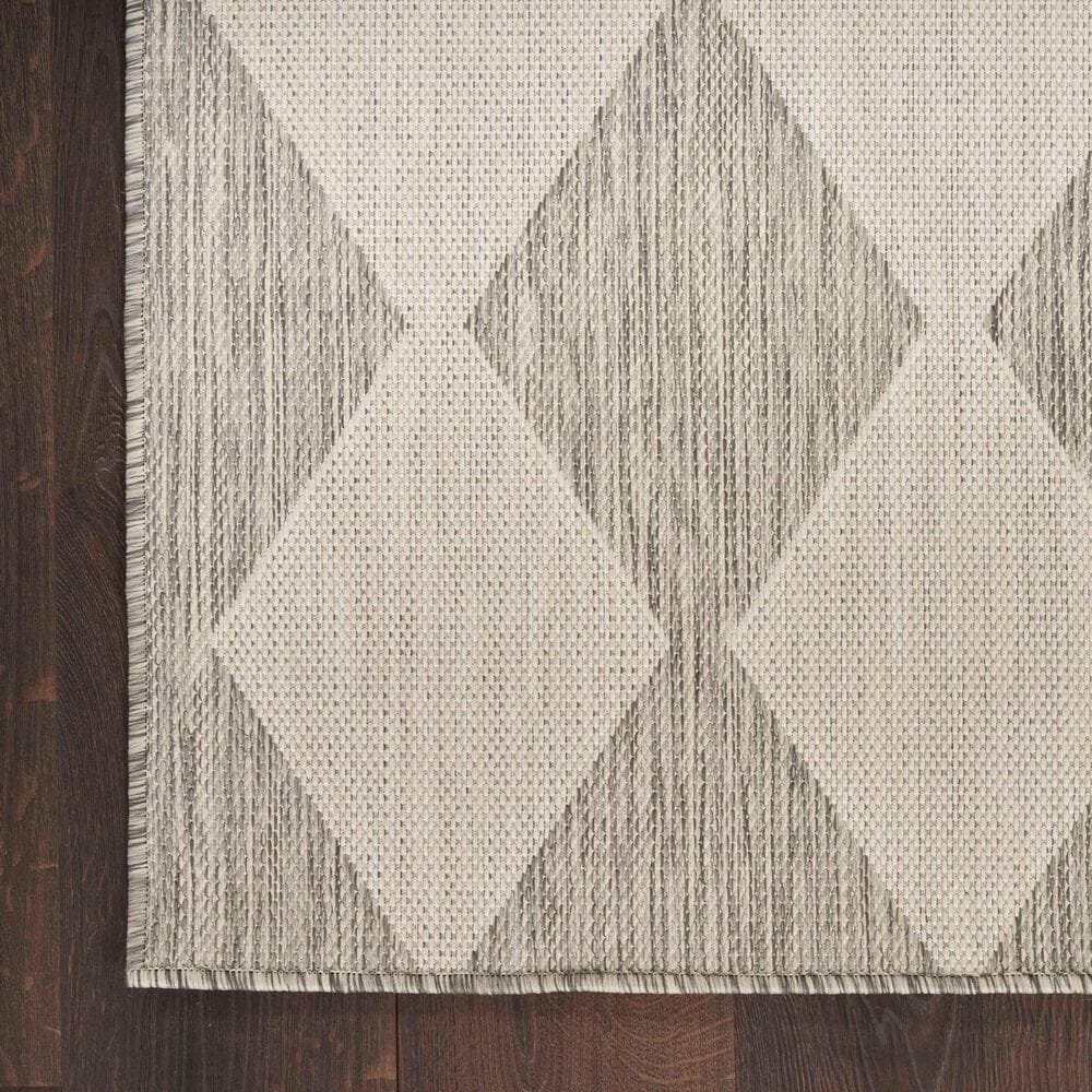 Nourison Positano Geometric Light Grey 5&#39; x 7&#39; Indoor/Outdoor Area Rug, , large
