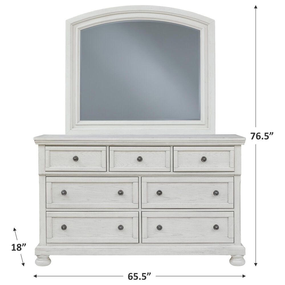 Ashley Robbinsdale 7 Drawer Dresser with Mirror in Antique White, , large