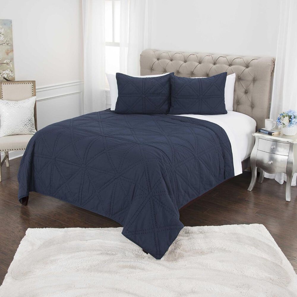 Rizzy Home Simpson 90&quot; x 92&quot; Quilt Set in Indigo, , large