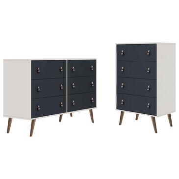 Dayton Amber 2-Piece Double Wide and Tall Dresser Set in White and Blue, , large