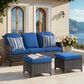 HOMLUX Patio Rattan Sofa Set in Navy Blue, , large