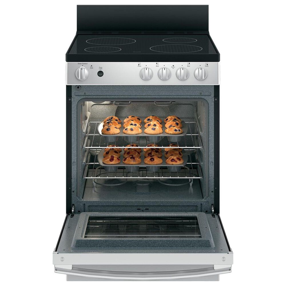 GE Appliances 24&quot; Smooth Top Electric Range with Steam Clean in Stainless Steel, , large
