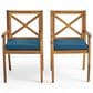 Hearth and Haven Perla Patio Dining Chair with Blue Cushions in Teak (Set of 2), , large
