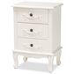 Baxton Studio Callen 3-Drawer End Table in White, , large