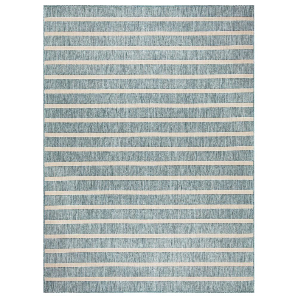 Nourison Positano POS03 Aqua and Ivory 9&#39; x 12&#39; Indoor/Outdoor Area Rug, , large