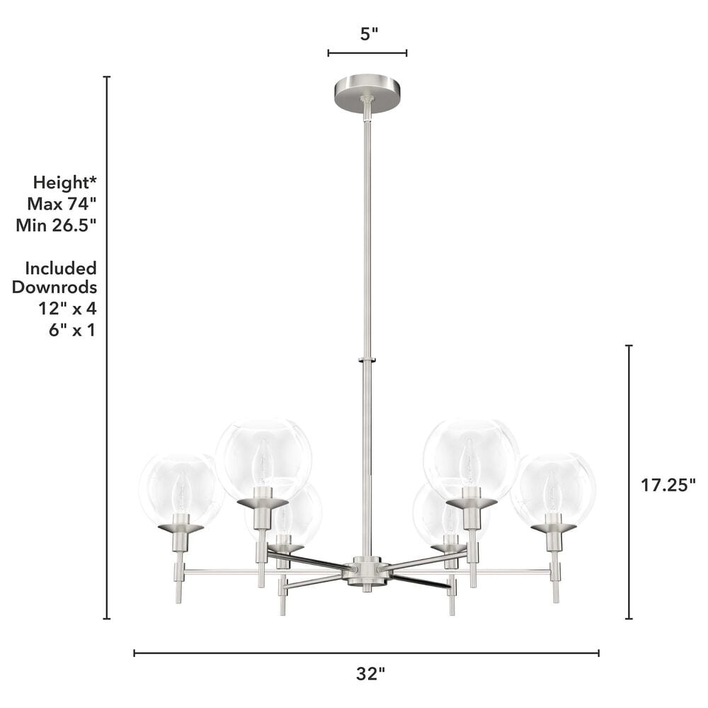 Hunter Xidane 6-Light Chandelier in Brushed Nickel, , large