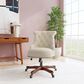 Linon Home Decor Sinclair Office Chair with Beige Cushion in Cherry, , large
