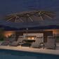 HOMLUX 14" Outdoor Double-Sided Market Umbrella with Base and Solar LED Lights in Grey, , large