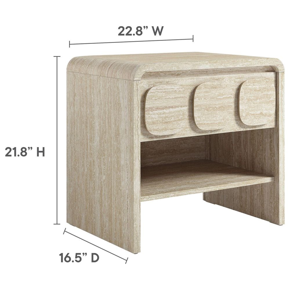 Modway Toscana 1 Drawer and Shelf Nightstand in Travertine, , large