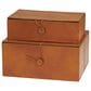 Maple and Jade 11.5" 2-Piece Handmade Storage Decorative Box Set in Cognac Brown, , large