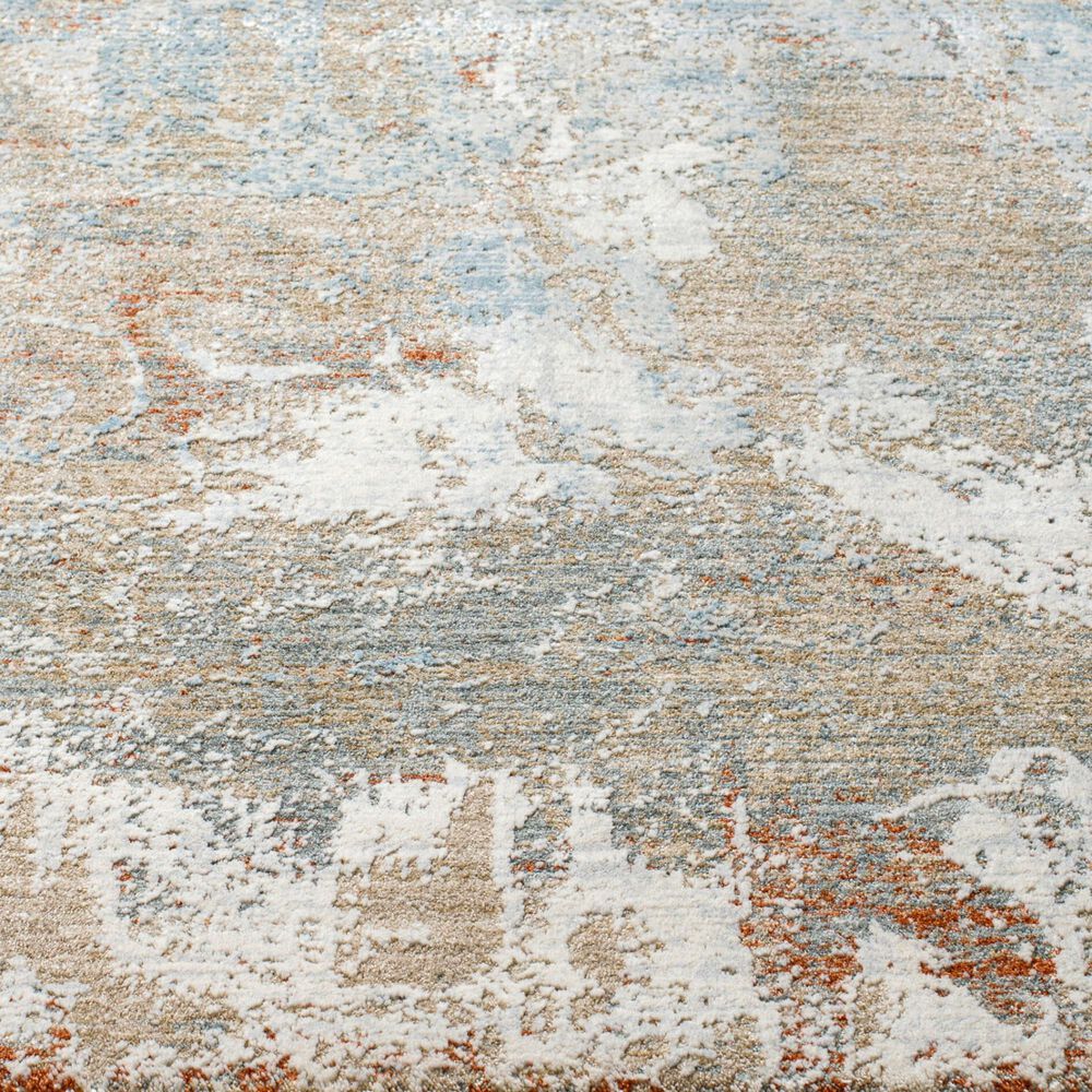 Surya Brunswick Taupe, Gray, Cream, Blue, Light Slate and Seafoam 5'3" Round Area Rug, , large