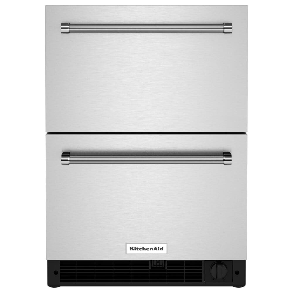 KitchenAid 24" Undercounter Double-Drawer Refrigerator Freezer in Black and Stainless Steel, , large