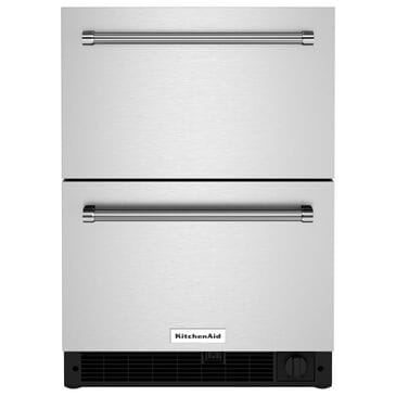 KitchenAid 24" Undercounter Double-Drawer Refrigerator Freezer in Black and Stainless Steel, , large