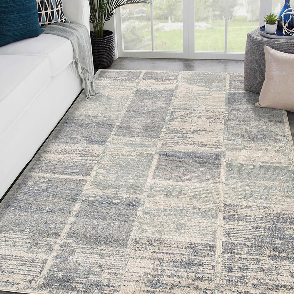 Amer Rugs Jordan 6&#39;7&quot; x 9&#39; Light Blue Area Rug, , large