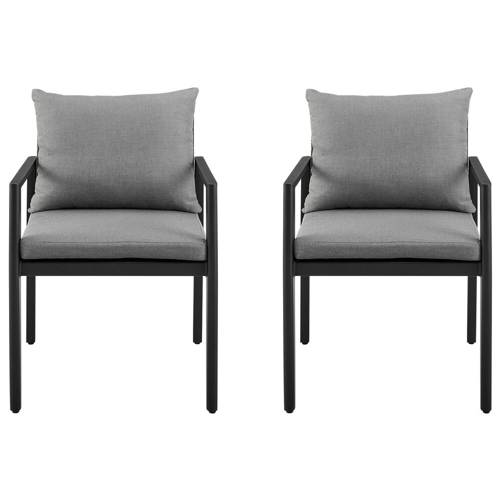 Blue River Cayman Outdoor Arm Chair with Dark Grey Cushion in Black (Set of 2), , large