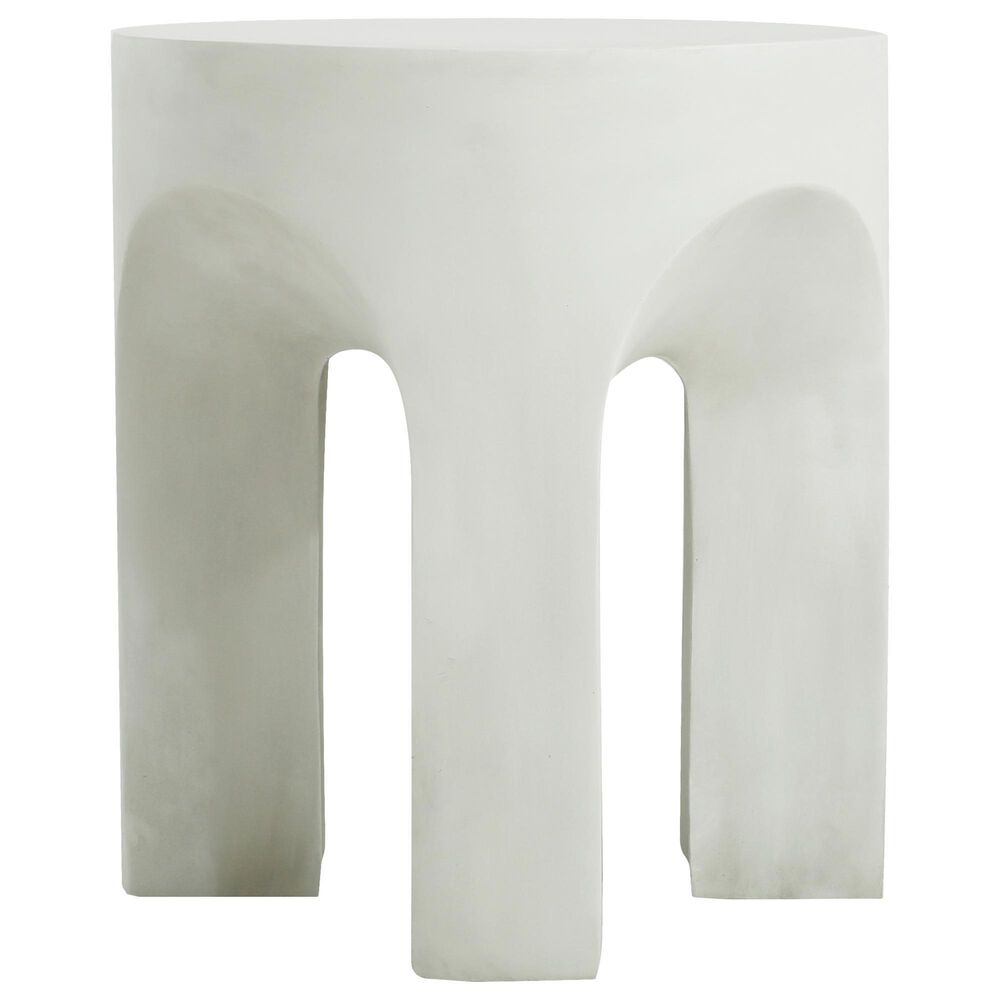 Hearth and Haven Outdoor Round Side Table with Arch Base Design in Antique White, , large