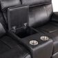 Fan Creek Manual Reclining Loveseat with Console in Black, , large