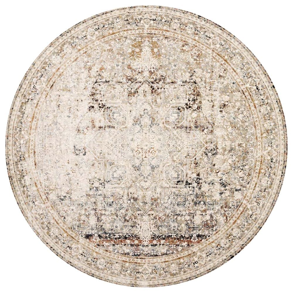 Loloi Theia THE-05 7"10" Round Taupe and Brick, , large
