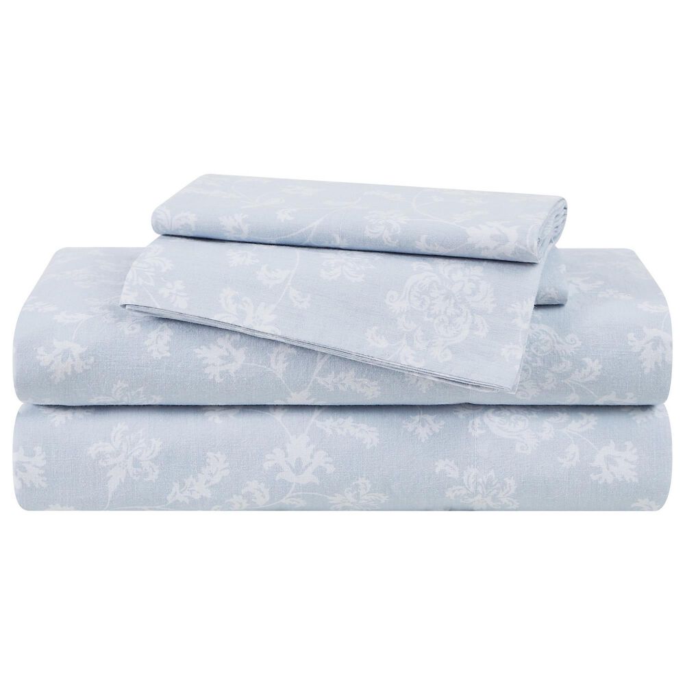 Pem America Majesty 4-Piece Queen Sheet Set in White and Blue, , large