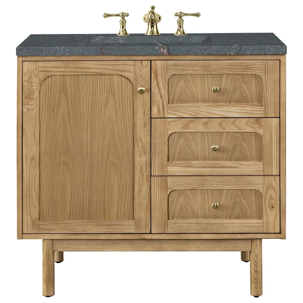 James Martin Vanities Laurent 36" Single Bathroom Vanity in Light Natural Oak with 3 cm Parisien Bleu Quartz Top and Rectangular Sink, , large