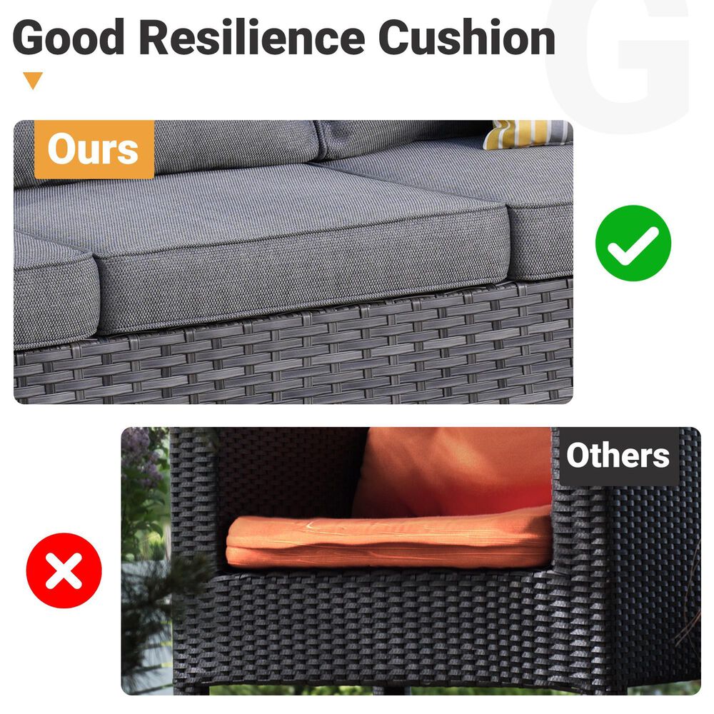 HOMLUX 7-Piece Patio Conversation Set with Rocking Chairs and Fire Pit Table in Dark Grey, , large