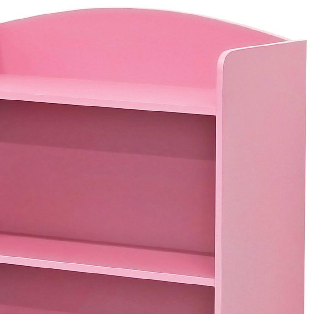 HOMLUX 4-Tier Bookshelf with 2-Door Storage Cabinet in Pink, , large