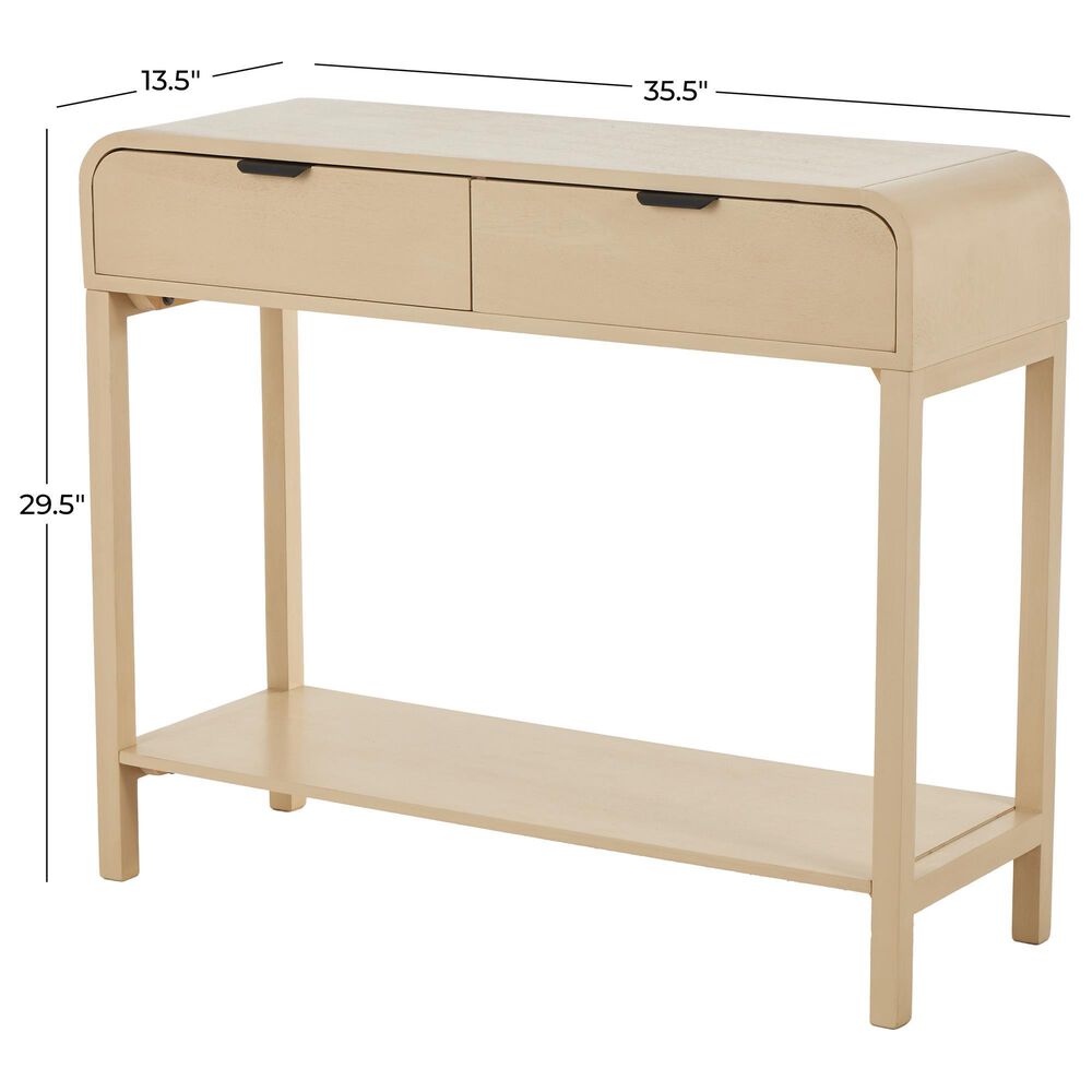 Maple and Jade 2-Drawer Console Table with Black Handles in Beige, , large