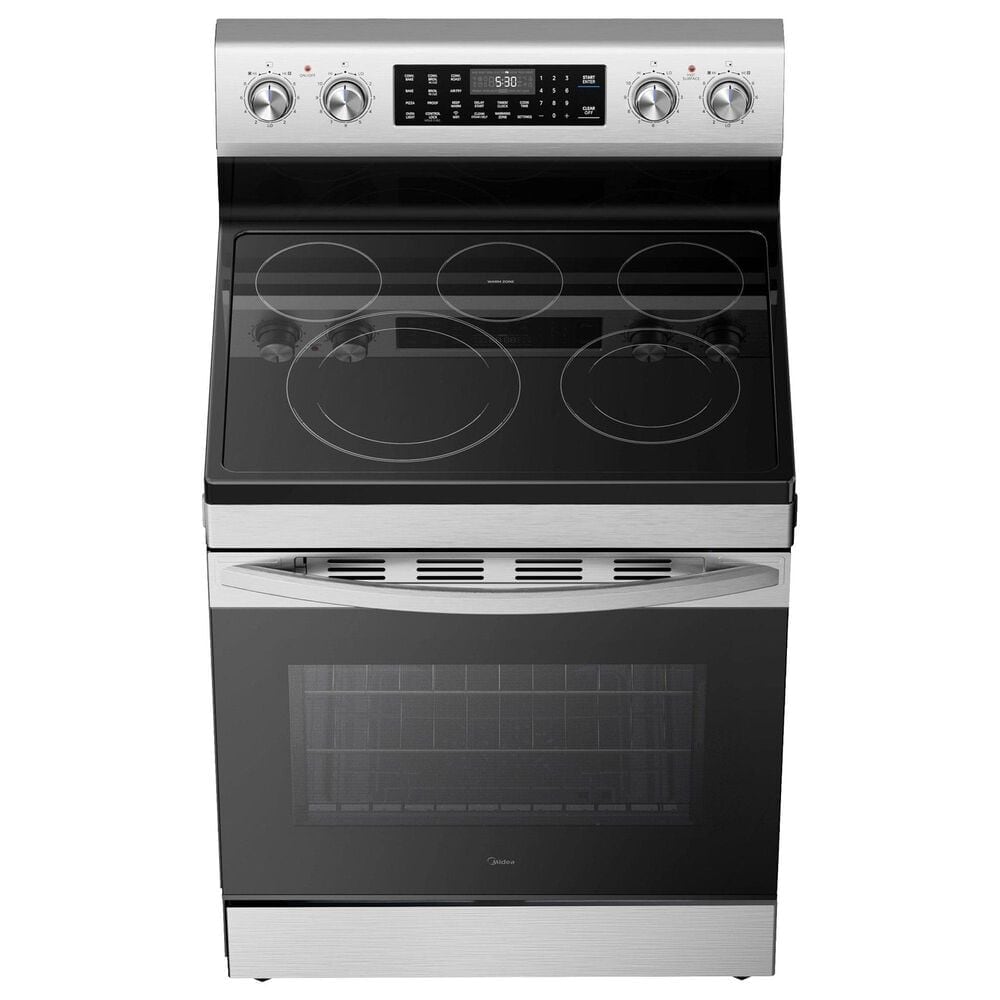 Midea 30" Freestanding Electric Range with 5 Burners and Air Fry in Stainless Steel, , large