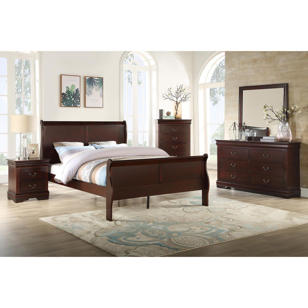 Crown Mark Louis Philip Full Sleigh Bed in Cherry, , large