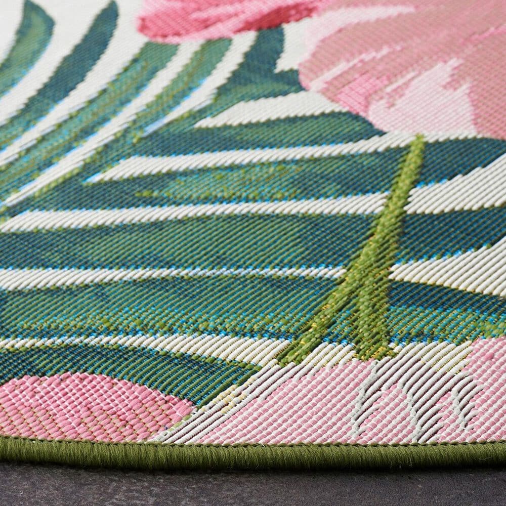 Safavieh Barbados Tropical Floral 6&#39;6&quot; Round Green and Pink Indoor/Outdoor Area Rug, , large