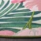 Safavieh Barbados Tropical Floral 6"6" Round Green and Pink Indoor/Outdoor Area Rug, , large