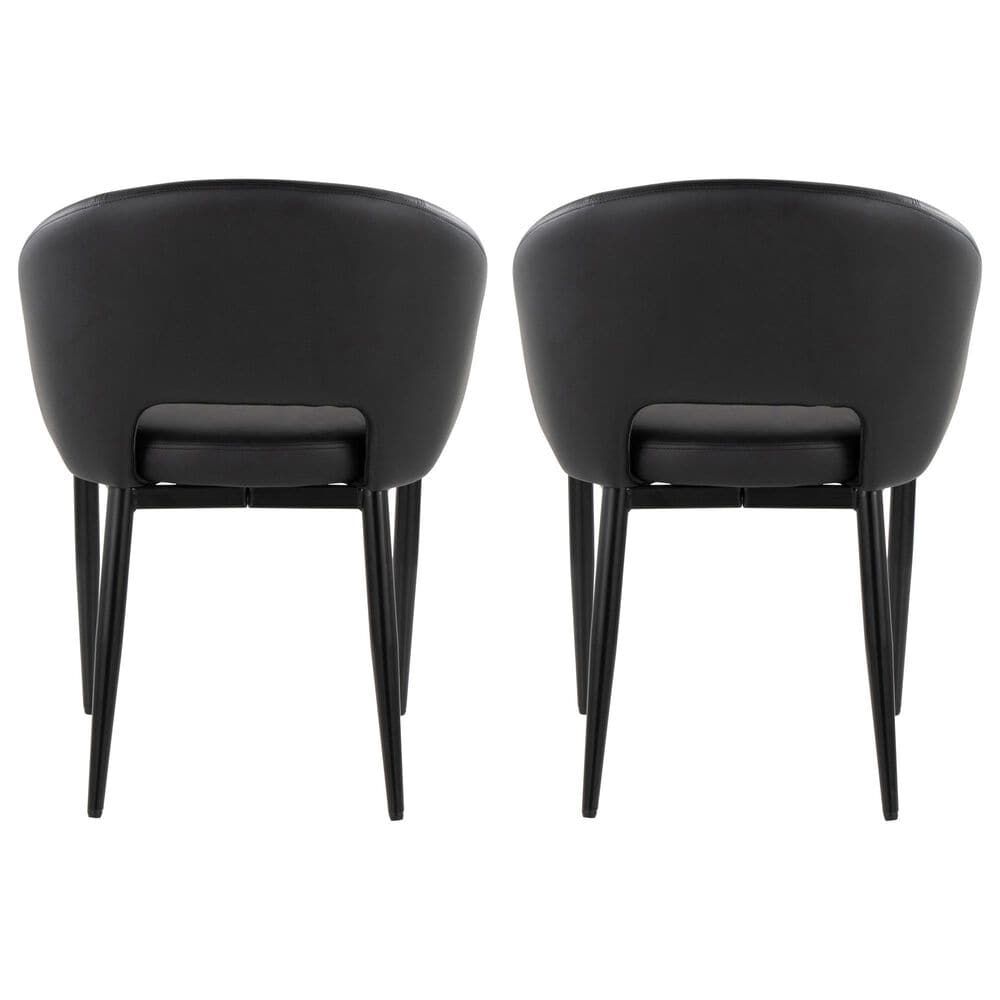 LumiSource Renee Arm Chair with Black Faux Leather Cushion in Black (Set of 2), , large
