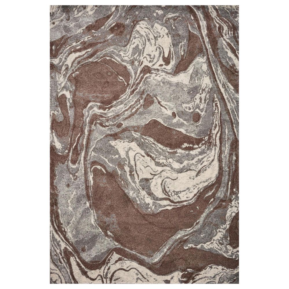 Kas Oriental Rugs Illusions Flow 3"3" x 4"11" Mocha Area Rug, , large
