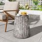Hearth and Haven Outdoor Carved Side Table with Faux Natural Stone Texture in Brown, , large