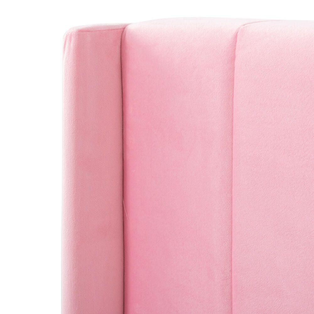 HOMLUX Queen Upholstered Platform Bed Frame with Velvet Headboard in Pink, , large