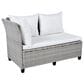 HOMLUX 5-Piece Outdoor Conversation Set with 2 Extendable Side Tables and Gray Rattan in White, , large
