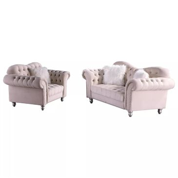 Morden Fort America 2-Piece Living Room Set with Loveseat in Beige Velvet, , large