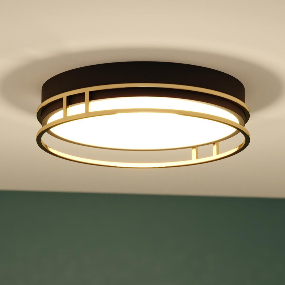 Vaxcel Northgate 16" 1-Light Flush Mount in Matte Black and Satin Gold, , large
