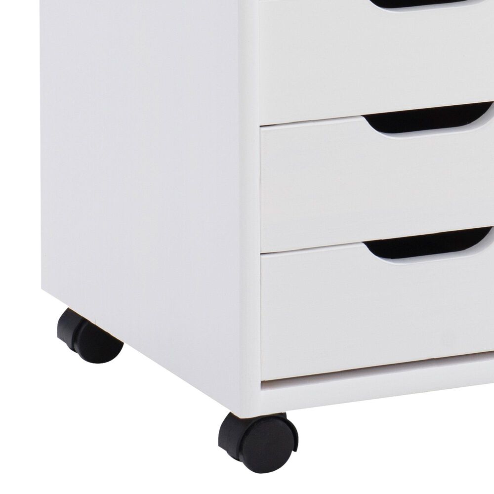 Linon Home Decor Cary 6-Drawer Rolling Cart in White Wash, , large