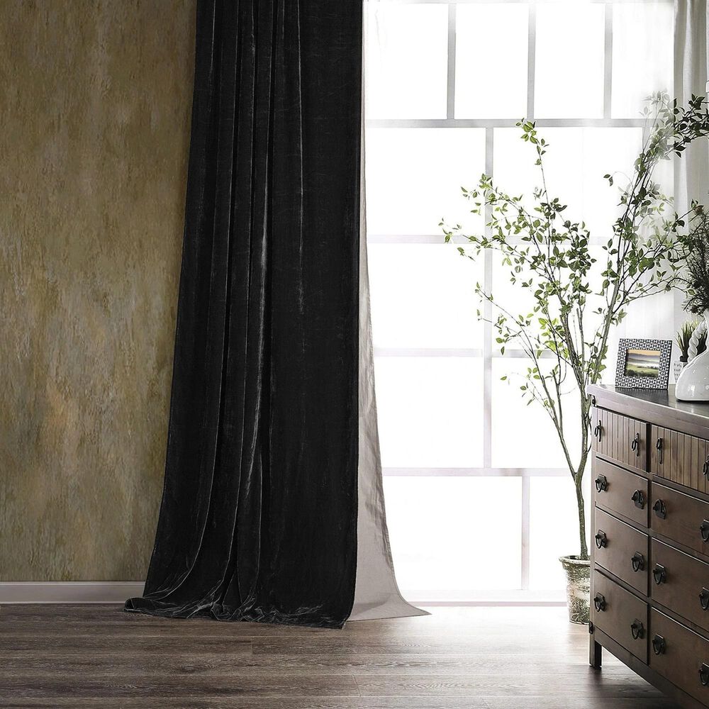HiEnd Accents Stella 108" x 48" Curtain in Black, , large