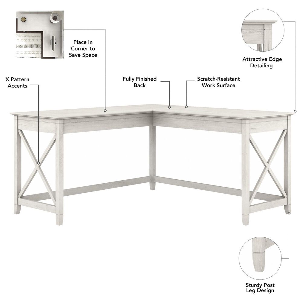 Bush Key West 2-Piece Desk Set with in Linen White Oak, , large